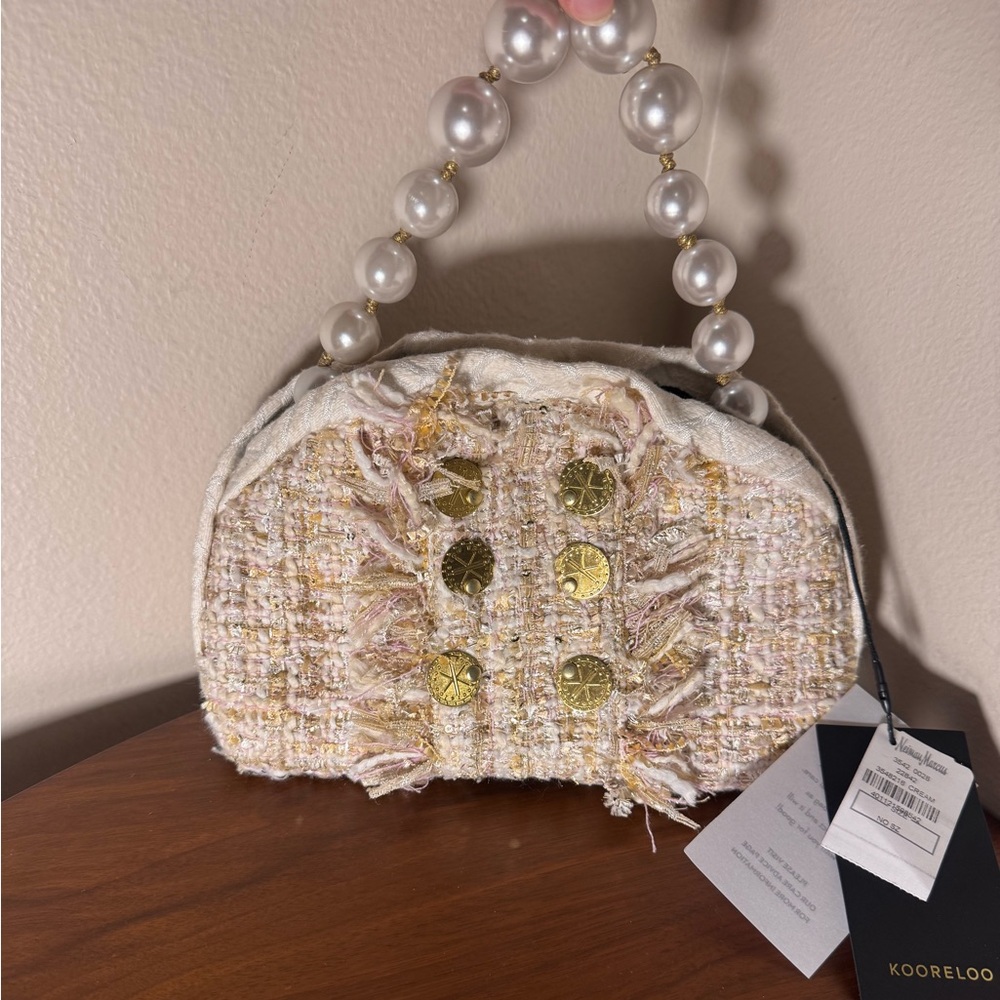 NWT Kooreloo Pearl Strap Pouch Shell Bag in Cream